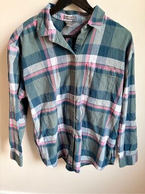 Eddie Bauer Boyfriend Fit Plaid Shirt Large